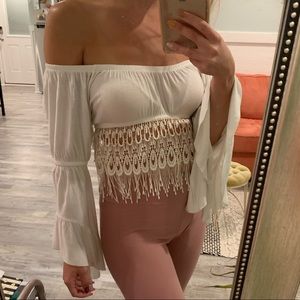 Lucy love off the shoulder crop top
